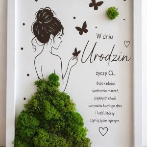 Obraz z Mchem Chrobotkiem „Pani w sukni” 40×30 cm